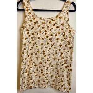 DULUTH TRADING No Yank Tank Shirt Floral Print Sleeveless Top Shelf Bra LARGE
